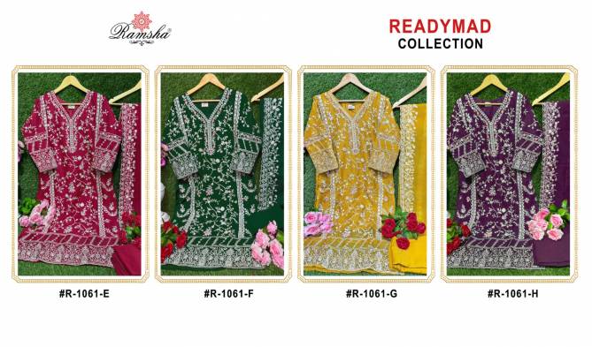 R 1061 Nx Dark Chart By Ramsha Organza Pakistani Readymade Suits Wholesale Suppliers In Mumbai